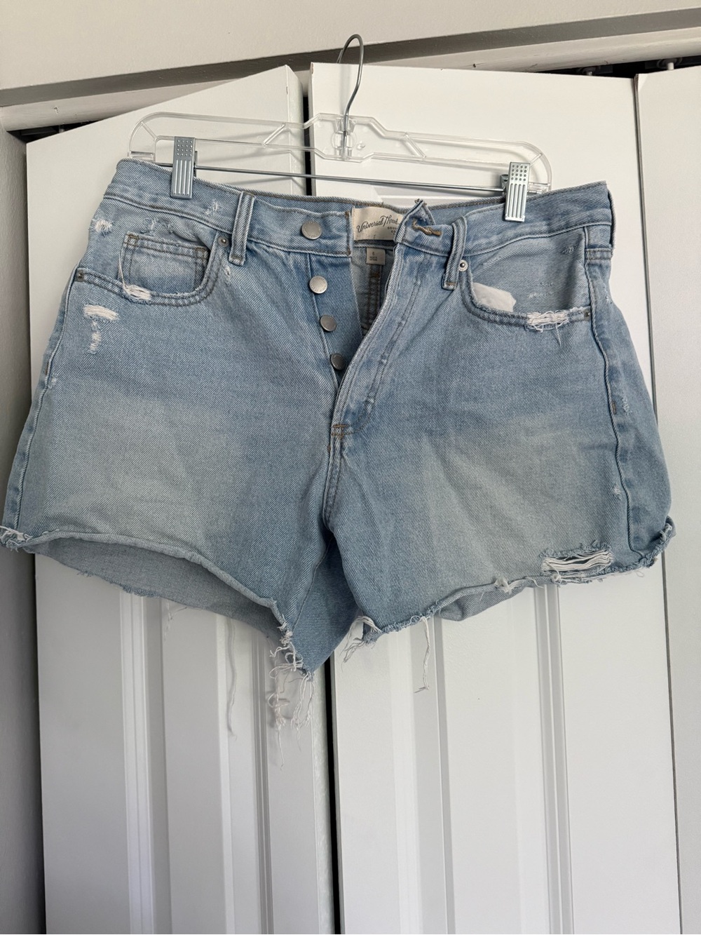 Universal Thread Light Blue Distressed High-Rise Denim Shorts